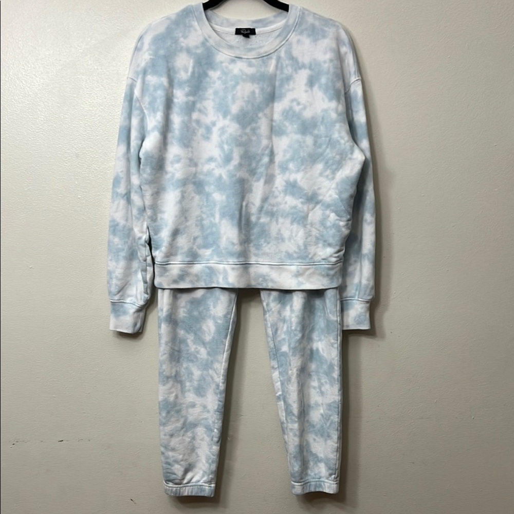 Rails Blue and White Cloud Tie-Dye Sweatshirt and Joggers Set M-L